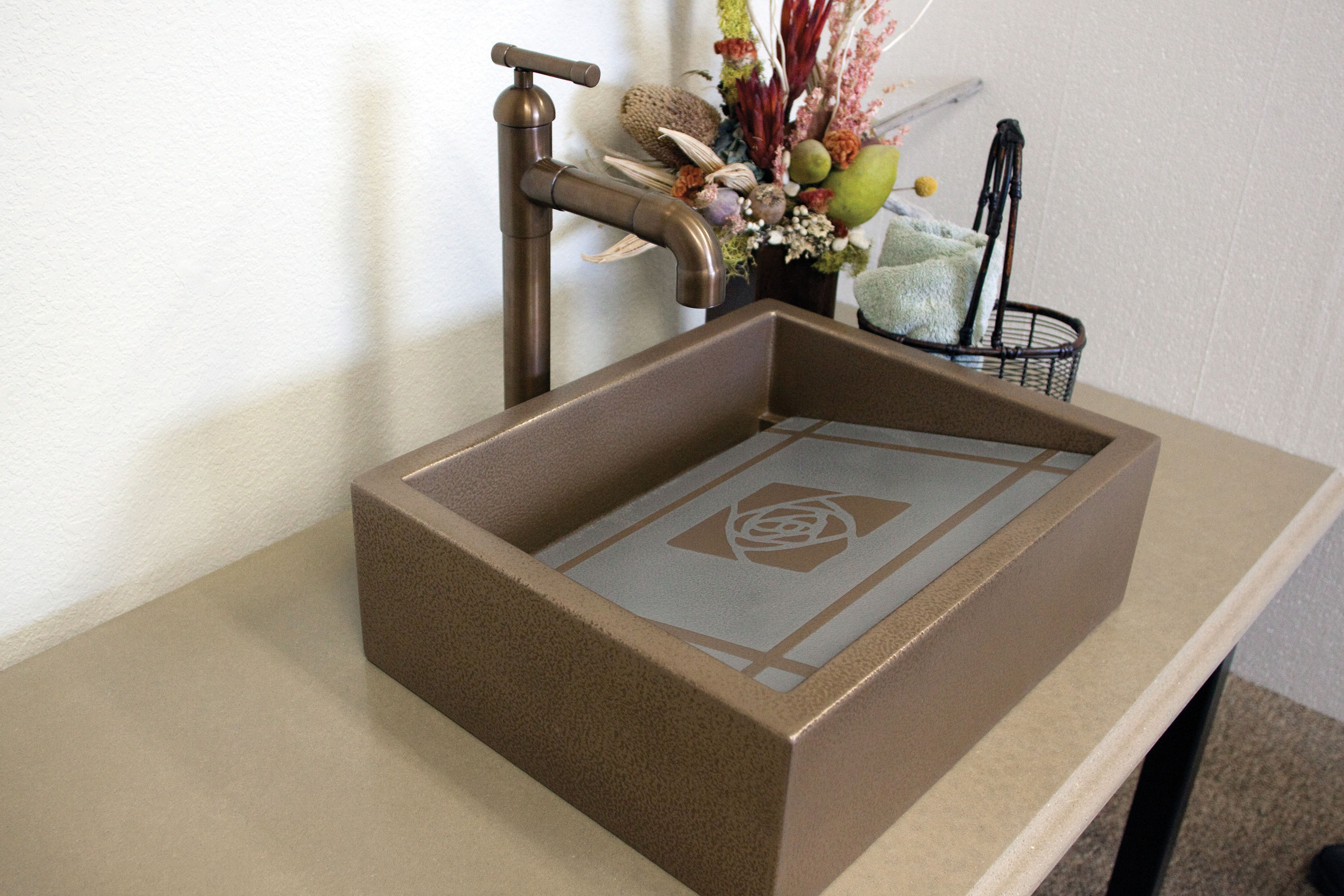 Two-Tone RampSink in MetalCrete, Sonoma Forge Faucet