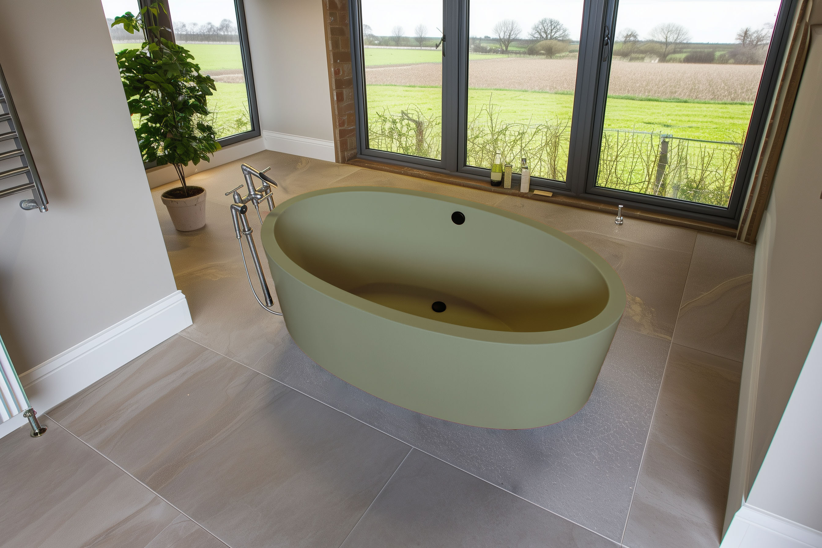 Tranquility Urban Concrete Soaking Tub, C621 Spanish Moss