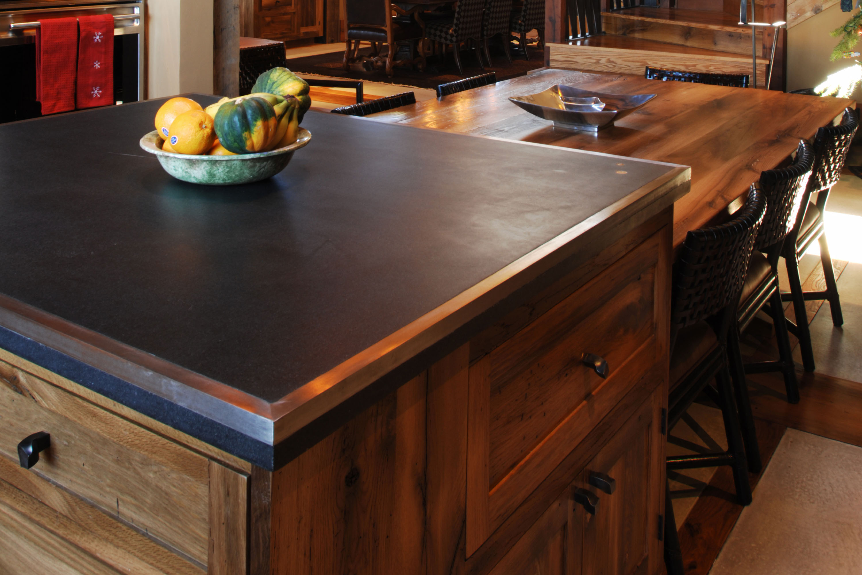 Concrete Countertop with Steel Edge Trim
