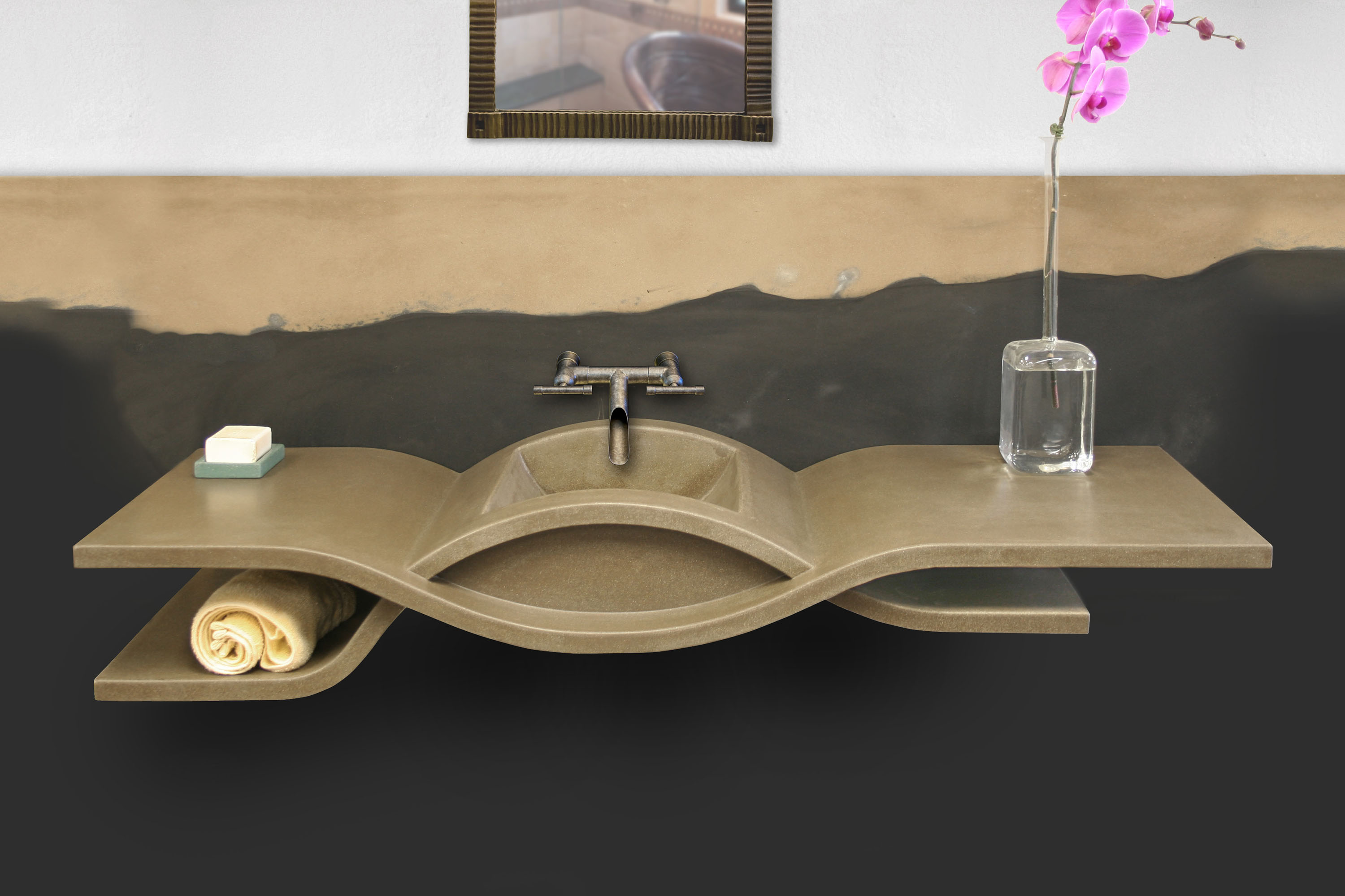 Helix Sink, N607 Truffle, Sonoma Forge Faucet