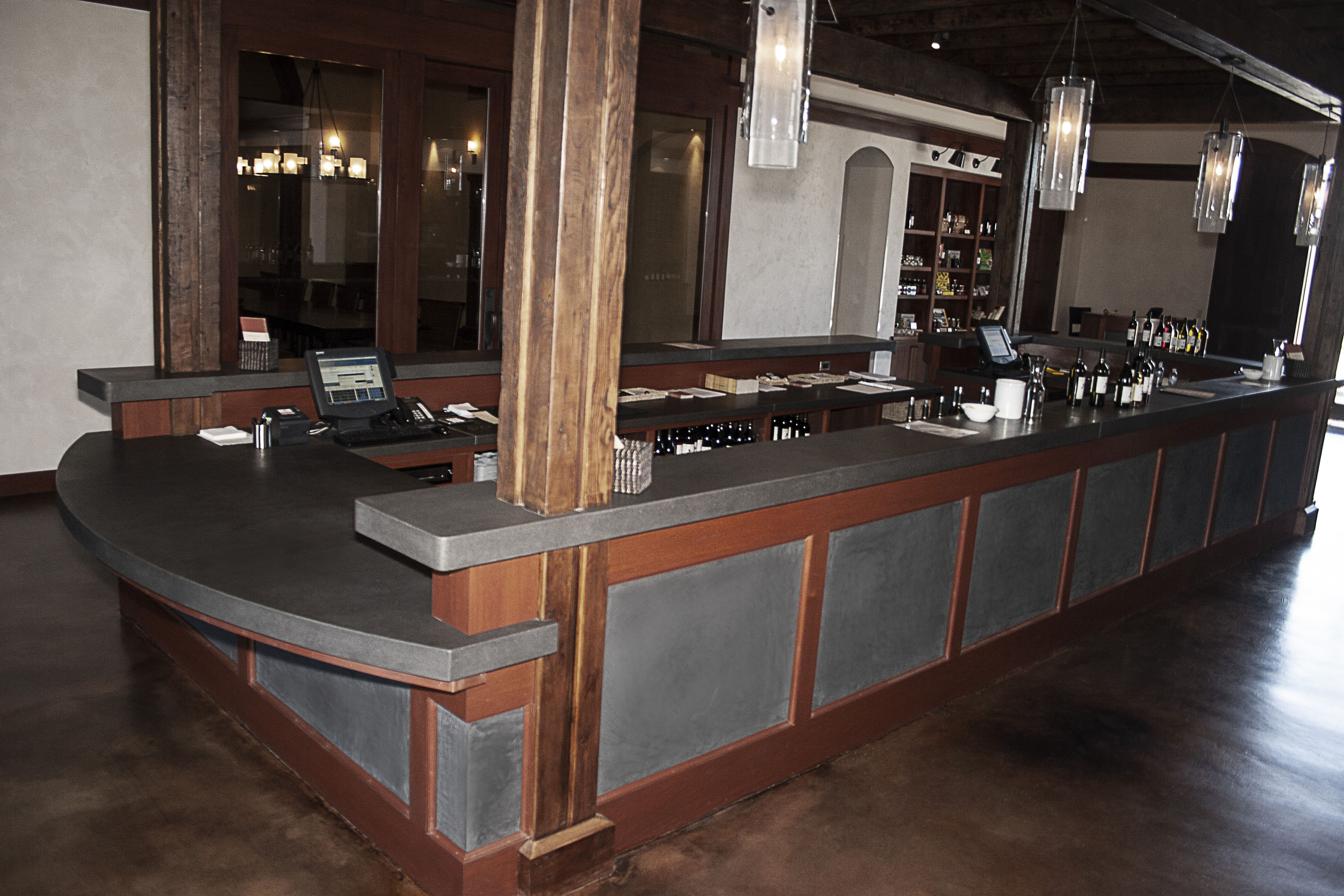 Custom Concrete Countertops, N602 Smoke, Black Stallion Winery, Napa CA