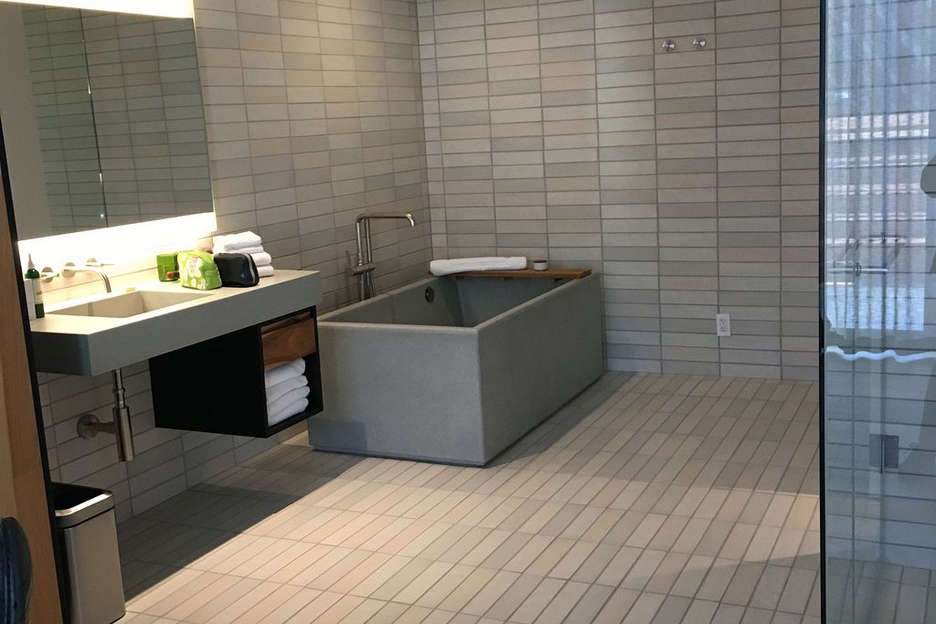 Indulge Urban Concrete Soaking Tub, Matching Concrete Sink, Harmon Guest House, Healdsberg CA