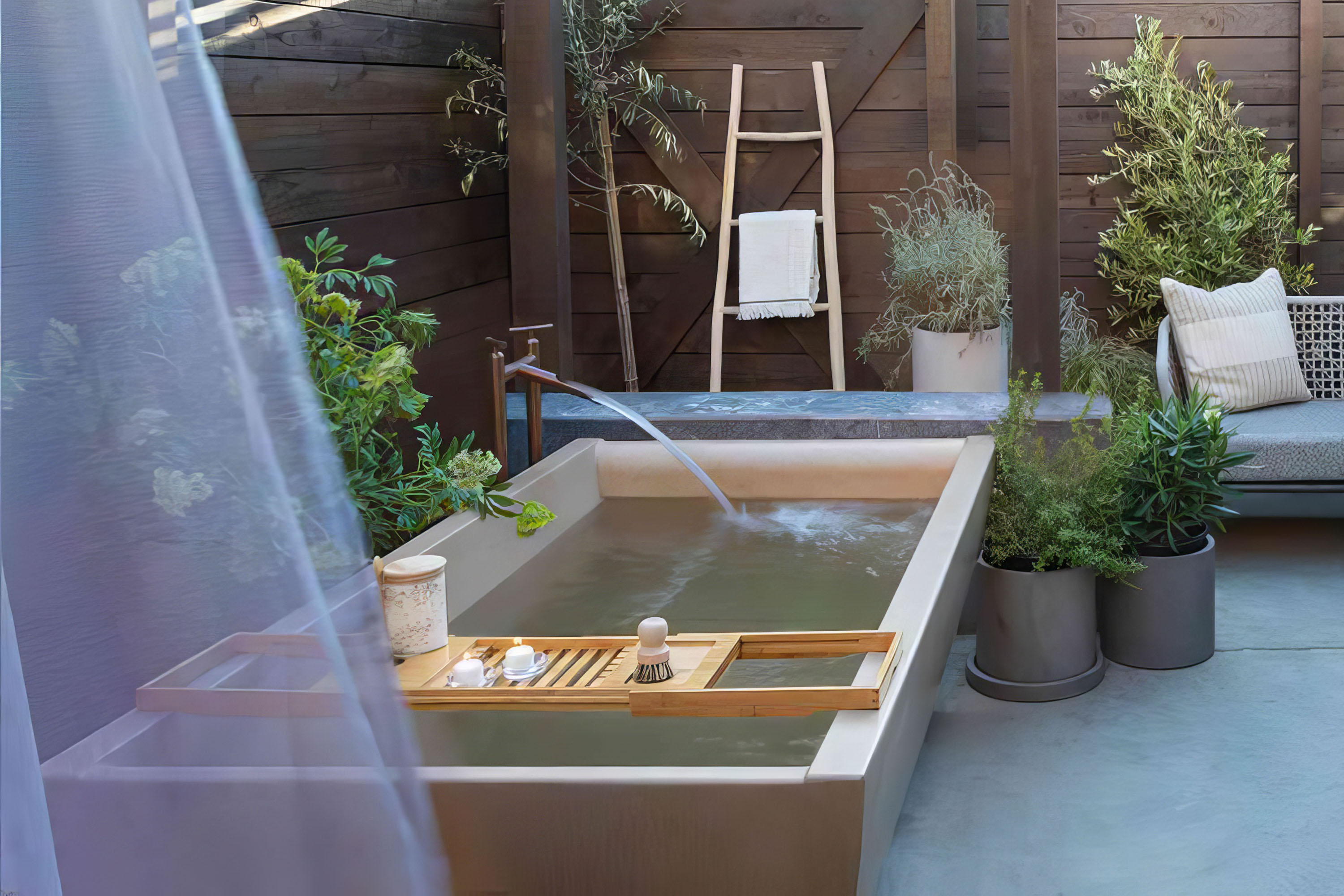 DoubleWave Classic oncrete Soaking Tub, C611 Buckskin, for Lodge Sonoma, Sonoma CA